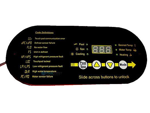 AquaCal Super Quiet Heat Pump Heater Digital LED Display Control Panel | 60" Cord | ECS0276