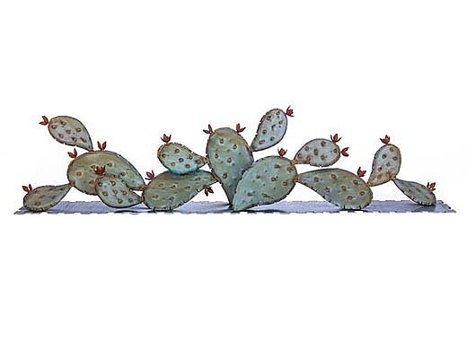 Desert Steel Prickly Pear Mantle Piece Sculpture | 403-020