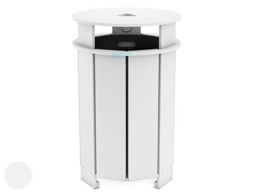 Ledge Lounger Mainstay Collection Outdoor Round Trash Bin | White | LL-MS-TB-RD-WH
