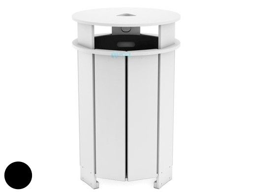 Ledge Lounger Mainstay Collection Outdoor Round Trash Bin | Black | LL-MS-TB-RD-BK