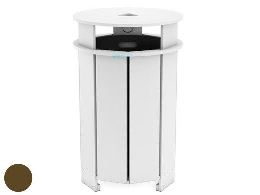 Ledge Lounger Mainstay Collection Outdoor Round Trash Bin | Brown | LL-MS-TB-RD-BN