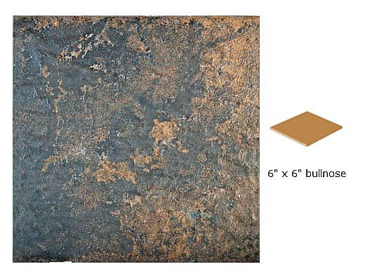 National Pool Tile Aztec 6x6 Single Bullnose Pool Tile | Ash Nero | AZ608 6X6 SBN