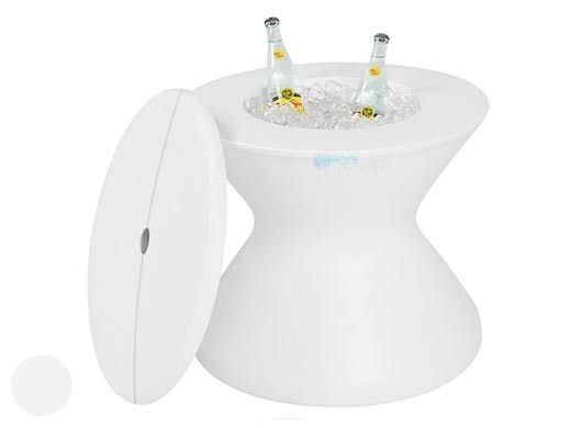 Ledge Lounger Signature Collection 22" Side Table with Lid and Umbrella Hole | White | LL-SG-ST-22LH-W