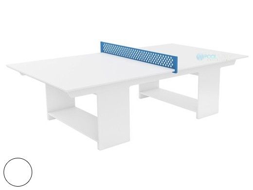 Ledge Lounger Outdoor Games Collection Ping Pong Table White and Sky Blue Net | LL-GM-PG-WH-WH-SB | LL-GM-PG2-WH-SB