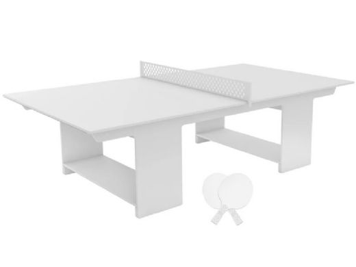 Ledge Lounger Outdoor Games Collection Ping Pong Table with Paddles and Net | White Table | LL-GM-PG2-WH-SB 17509-40