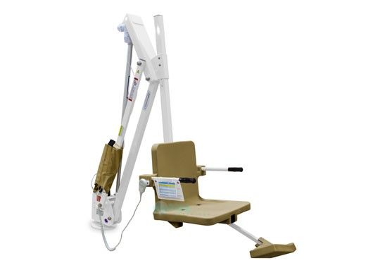 Aqua Creek Mighty 600 Pool Lift | No Anchor | White Powder Coat with Tan Seat | F-MTY600-T
