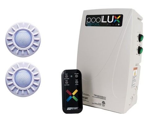 S.R.Smith PoolLUX Plus2 Multi-Zone Wireless Lighting Control System with Remote | 120 Watt 120V Transformer | Includes 2 Mod-Lite Light Kit | 2ML-PLX-PL2