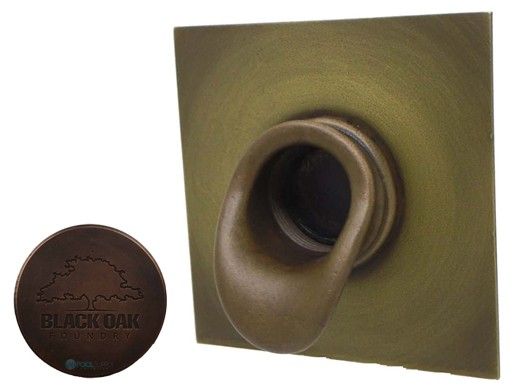Black Oak Foundry Short Scupper with Square Backplate | Distressed Copper Finish | S65-DC | S69-Square-DC