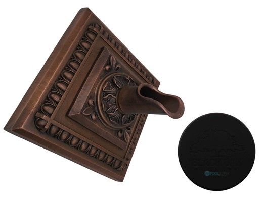 Black Oak Foundry Diamond Apollo Backplate with Oak Leaf Scupper | Almost Black Finish | S53-BLK