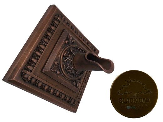 Black Oak Foundry Diamond Apollo Backplate with Oak Leaf Scupper | Antique Brass / Bronze Finish | S53-AB