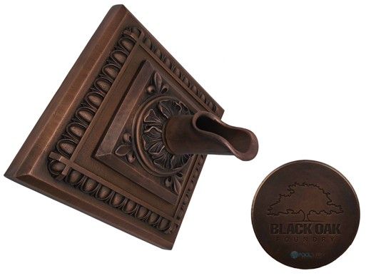 Black Oak Foundry Diamond Apollo Backplate with Oak Leaf Scupper | Distressed Copper Finish | S53-DC