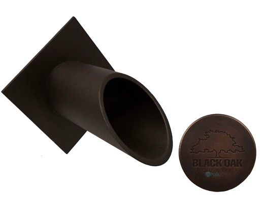 Black Oak Foundry 2" Deco Wall Scupper with Diamond Backplate | Distressed Copper Finish | S912-DC