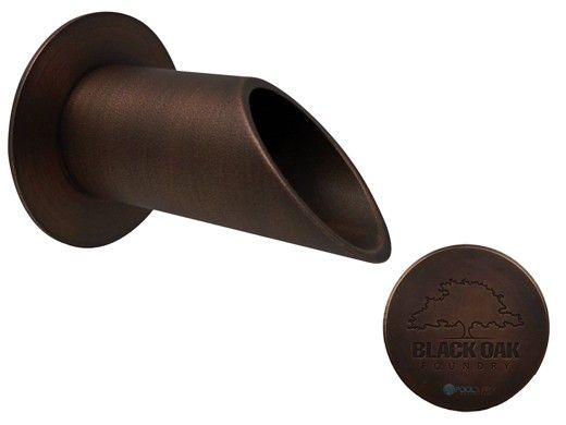 Black Oak Foundry 2" Deco Wall Scupper with Round Backplate | Distressed Copper Finish | S902-DC