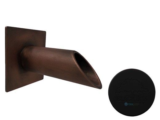 Black Oak Foundry 1.5" Deco Wall Scupper with Square Backplate | Almost Black Finish | S921-BLK