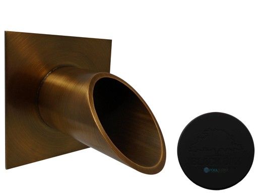 Black Oak Foundry 2.5" Deco Wall Scupper with Square Backplate | Almost Black Finish | S923-BLK