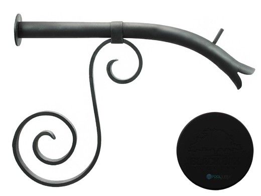 Black Oak Foundry Large Courtyard Spout with Mini Backplate | Almost Black Finish | S7610-BLK | S7611-BLK