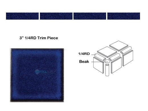 National Pool Tile Marine Field 3x3 Trim | Royal Blue | M320 1/4RD