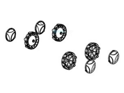 Aqua Products Wheel S2 Units Black Tire Black Rim Black Cap | AP26713002