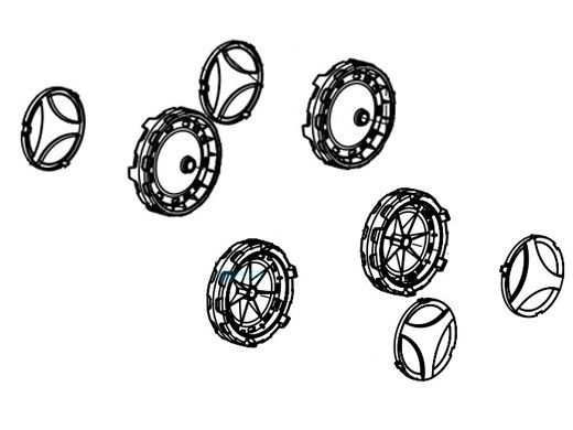 Aqua Products Wheel S2 Units Black Tire Blue300 Rim Blue300 Cap | AP26713003