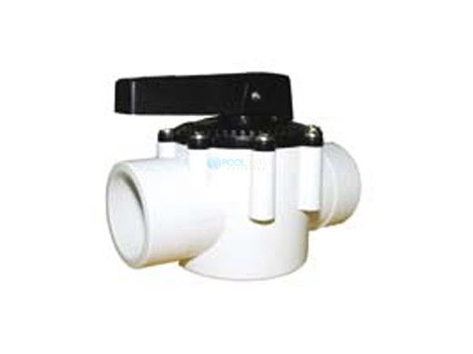 Waterco FPI Slip Fit Valve 2 Port with Teflon Seal | 1.5" x 2" | White with Black Top | 14852