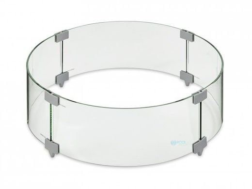Outdoor GreatRoom Glass Wind Guard | Polished Aluminum Clips | 20" Round Tempered | GLASS GUARD-20-R