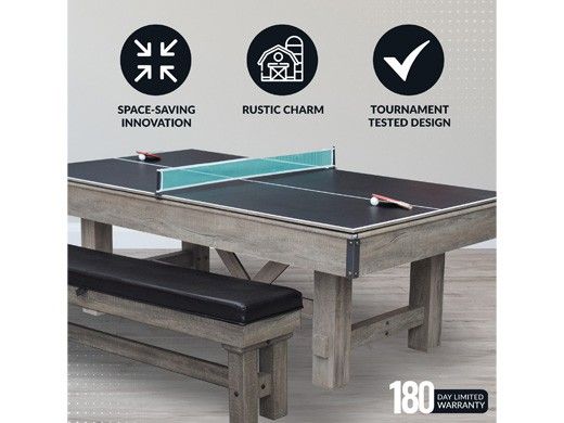 Hathaway Logan 7-Ft. Pool Table Combo Set with Benches | Rustic