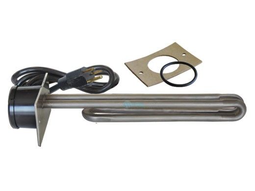 HydroQuip 11" Incoloy Flange Mounted Heater Element | 2.5" x 4" Plate with Nema Cord 36" | 2.5KW 240V | 12-1463-AC-K