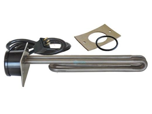 HydroQuip 11" Incoloy Flange Mounted Heater Element | 2.5" x 4" Plate with Molded Cord 30" | 2.5KW 240V | 12-1463-BC-K