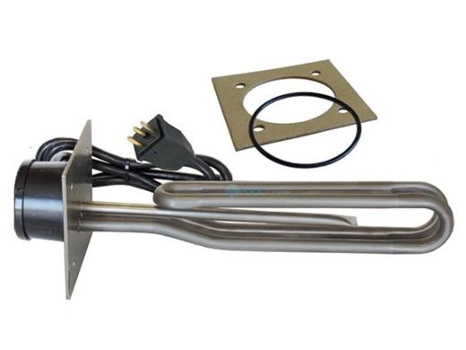 HydroQuip 11" Incoloy Flange Mounted Heater Element | 4" x 4" Plate with Molded Cord 30" | 1.5KW 120V | 12-1464-BC-K