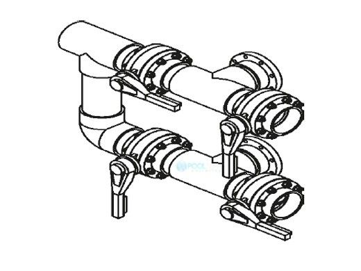 Waterco Manual 4-Valve 8" Commercial Manifold for Single Vertical Filter with 8" Flange Ports | M4VF8X8