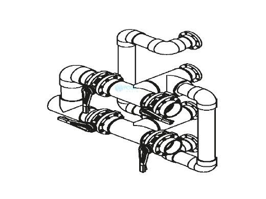 Waterco Manual 4-Valve 6" Commercial Manifold for Dual Stacked or Racked Horizontal Filters with 4" Flange Ports | M4VFHD6X4SR