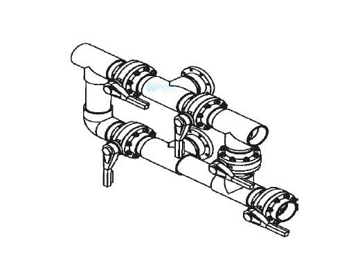 Waterco Manual 5-Valve 4" Commercial Manifold for Single Vertical Filter with 4" Bulkhead Ports | M5VB4X4