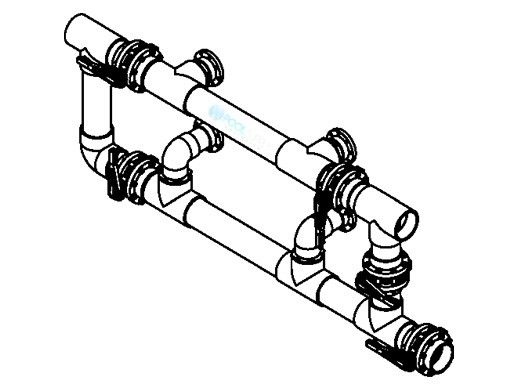 Waterco Manual 5-Valve 8" Commercial Manifold for Dual Side-by-Side Vertical Filter with 6" Flange Ports | M5VFD8X6