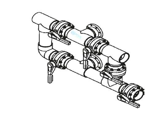 Waterco Manual 5-Valve 4" Commercial Manifold for Single Horizontal Vertical Filter with 4" Flange Ports | M5VFH4X4