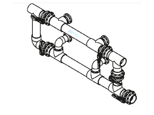 Waterco Manual 5-Valve 8" Commercial Manifold for Dual Side-by-Side Horizontal Filters with 6" Flange Ports | M5VFHD8X6