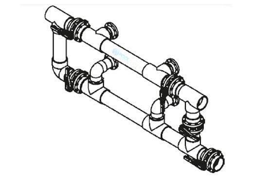 Waterco Manual 5-Valve 10" Commercial Manifold for Dual Side-by-Side Horizontal Filters with 8" Flange Ports | M5VFHD10X8
