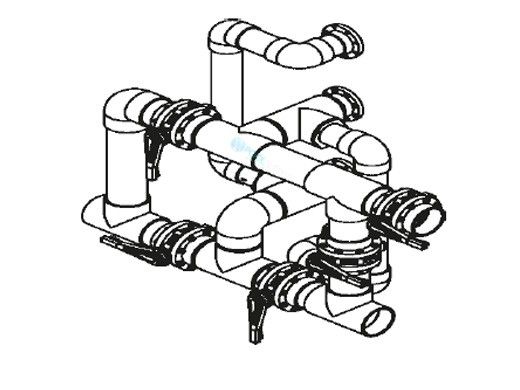 Waterco Manual 5-Valve 8" Commercial Manifold for Dual Stacked or Racked Horizontal Filters with 6" Flange Ports | M5VFHD8X6SR