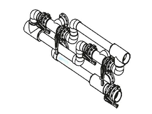 Waterco 6" Manual Clean Water Backwash Header for Dual Side-by-Side Commercial Manifolds Horizontal Filters with 4" Ports |  MCWBHD6X4
