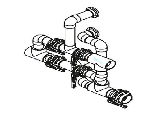 Waterco 6" Manual Clean Water Backwash Header for Dual Stacked or Racked Commercial Manifold Horizontal Filters with 4" Ports | MCWBHD6X4SR
