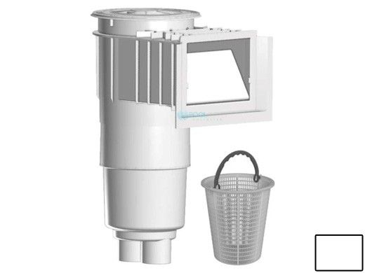 AquaStar Flow Star Skimmer with Water Stop Face, Float Assembly, Basket, Lid, Adjustable Collar and 9" Ultra Basket | White | SKR101-L