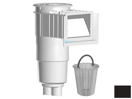 AquaStar Flow Star Skimmer with Water Stop Face, Float Assembly, Basket, Lid, Adjustable Collar and 9" Ultra Basket | Black | SKR102-L