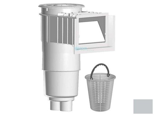 AquaStar Flow Star Skimmer with Water Stop Face, Float Assembly, Basket, Lid, Adjustable Collar and 9" Ultra Basket | Light Gray | SKR103-L