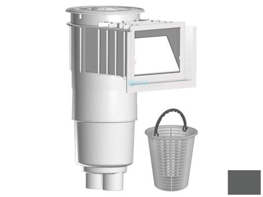 AquaStar Flow Star Skimmer with Water Stop Face, Float Assembly, Basket, Lid, Adjustable Collar and 9" Ultra Basket | Dark Gray | SKR105-L