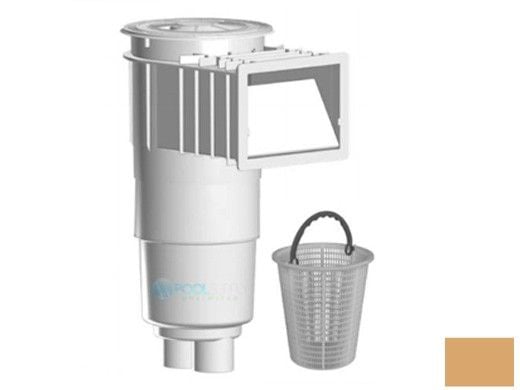 AquaStar Flow Star Skimmer with Flush Face, Float Assembly, Basket, Lid, Adjustable Collar and 9" Ultra Basket | Tan | SKR208-L