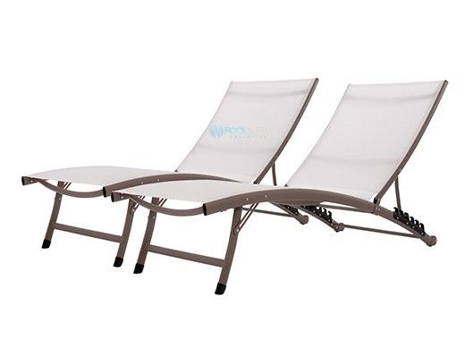 Vivere Clearwater 6-Position 2-Piece Lounger Set | Pearl | CWTL2-PE