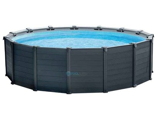 Intex Graphite Gray Panel Pools Above Ground Pool Package | 15' 8" Round x 49" Tall | 26383EH