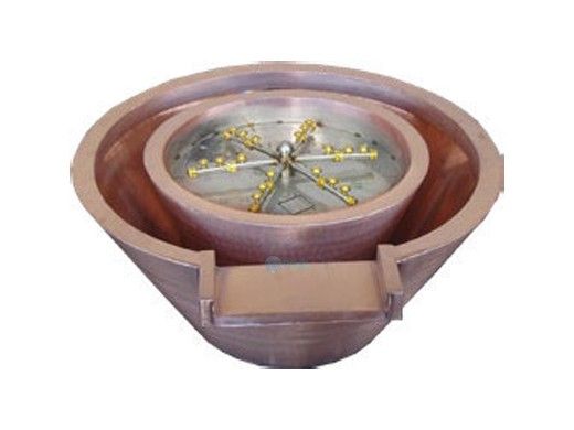 Bobe Artisian Series Round Water + Fire Bowl Original Lip | Manual Ignition Natural Gas | 32" X 12" | Copper | RCPPMFRA-32-NG