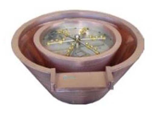 Bobe Artisian Series Round Water + Fire Bowls Original Lip | Manual Ignition LP | 32" X 12" | Hammered Copper | RPPMFRHHA-32-LP
