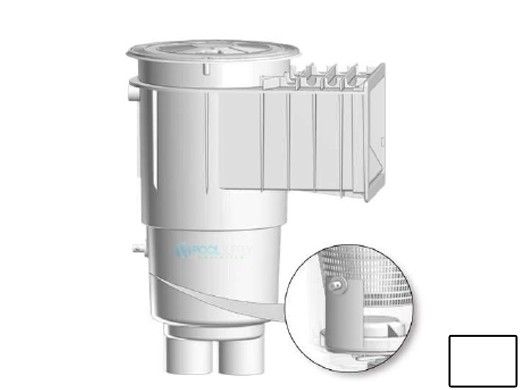 AquaStar Flow Star Water Bonded Skimmer with Flush Face, Float Assembly, Basket, Lid and Adjustable Collar with 9" Ultra Basket | White | SKR17101-L
