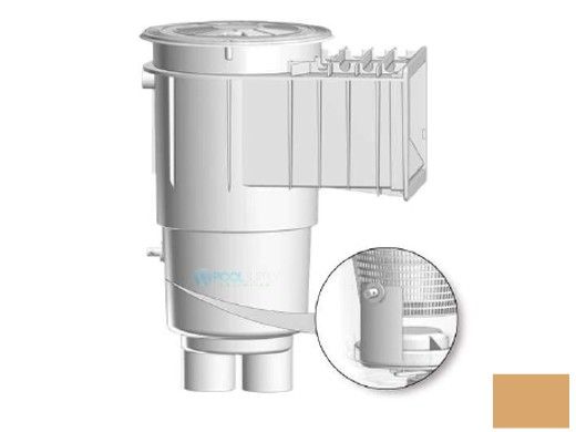 AquaStar Flow Star Water Bonded Skimmer with Flush Face, Float Assembly, Basket, Lid and Adjustable Collar with 9" Ultra Basket | Tan | SKR17108-L